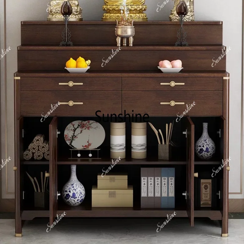 Household Chinese table Modern tribute table Three-layer stepped table Buddhist niche cabinetTJ