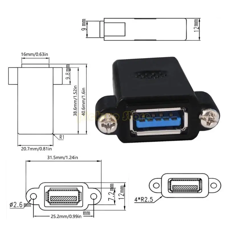 

Q5WA USB3.0 Женский и женский удлинитель Адаптер с панелью с отверстиями для крепления