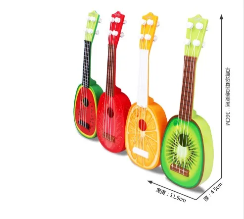 Cartoon fruit Yukrili Ukrili four-string mini guitar, which can play musical instruments, educational children's toys