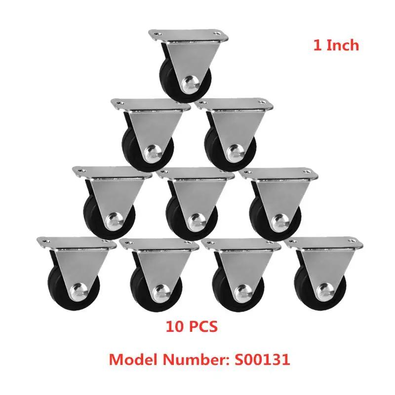 

10 Pcs/Lot Casters 1 Inch Rubber Directional With Diameter Of 25mm, Mute Wear-Resistant Fixed Roller