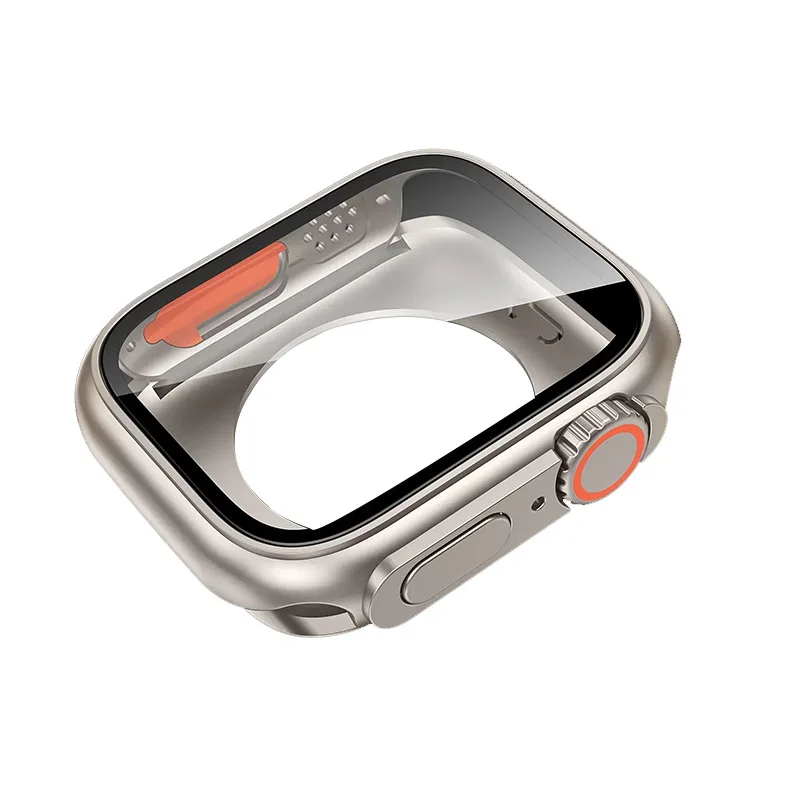 Case for Apple Watch Cover 44mm 45mm 40 41mm Appearance Change To Ultra Tempered Glass Screen Protector Cover iWatch 9 8 7 6 se