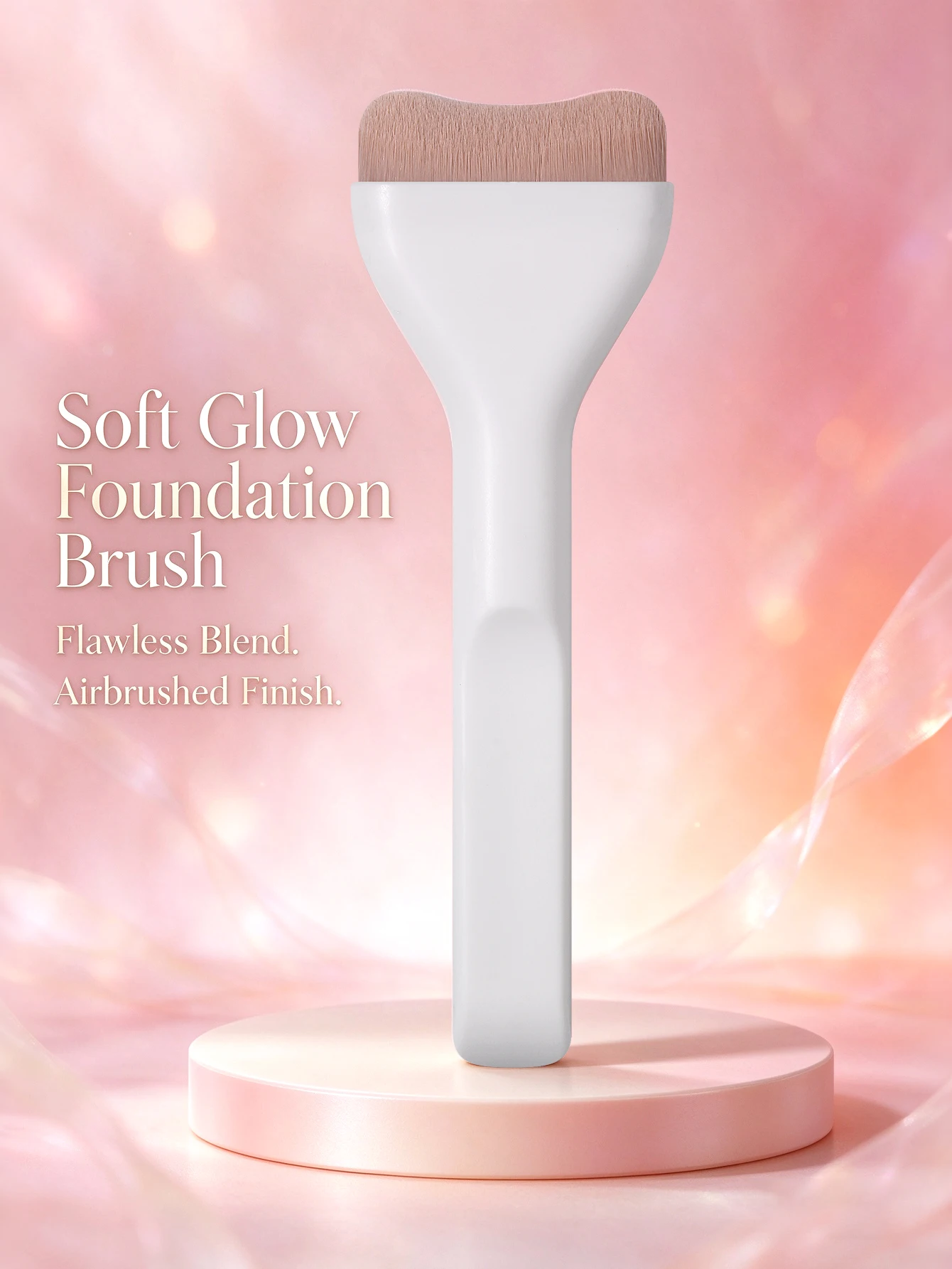 Professiona Makeup Brush, Curved Soft Bristle Foundation Brush for Even Application, Travel-Friendly