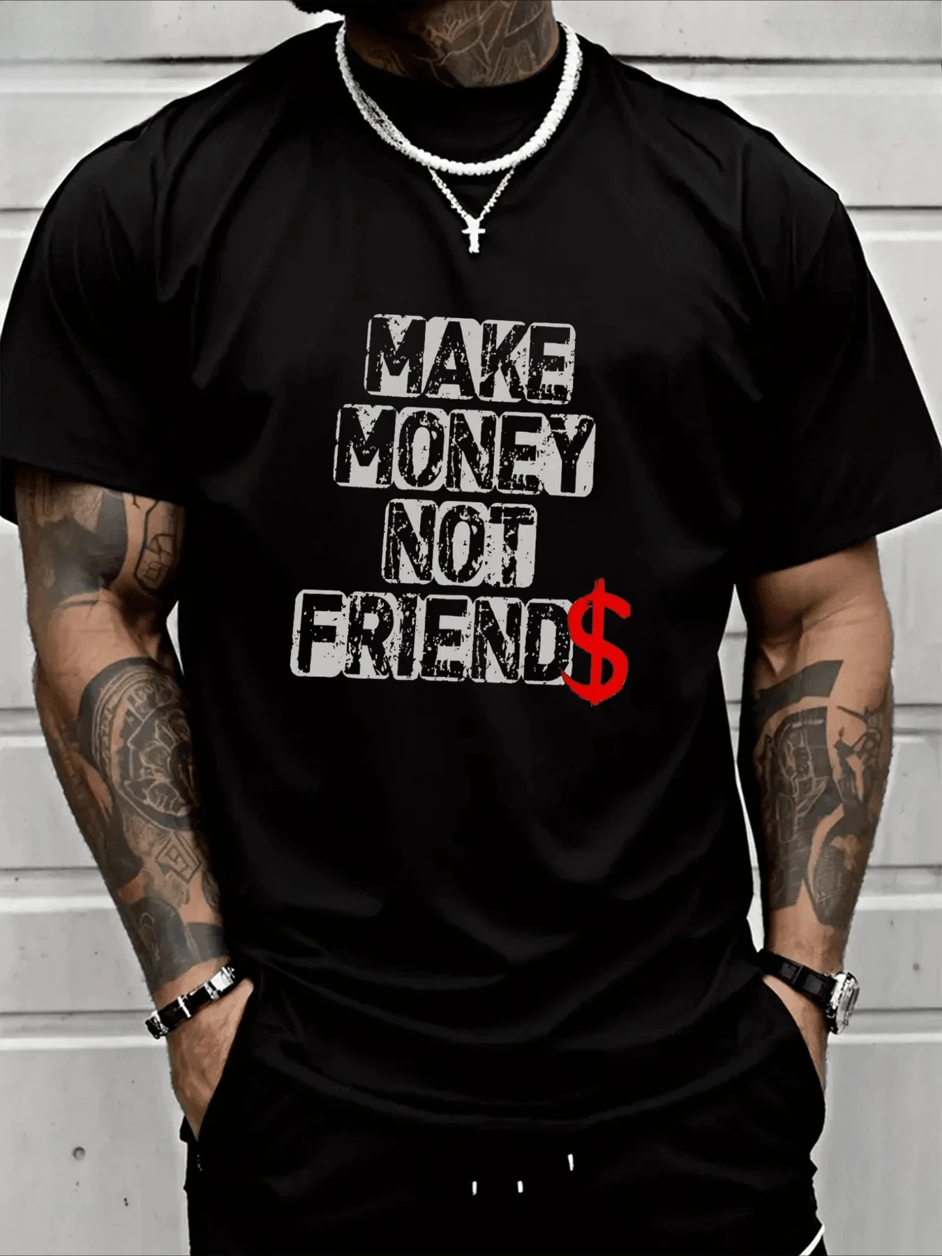 

Men's 100%Cotton Make Money Not Friends T-Shirt Men's Christmas 180g Heavy Cotton T-Shirt Oversized T Shirt Men Clothing