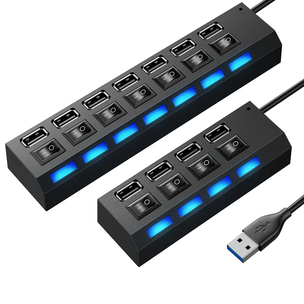 USB Hub USB 2.0 Hub Multi USB Splitter Expander 4/7 Port Extension With Switch Mini Multiple Hab USB-Hub Adapter For PC Home