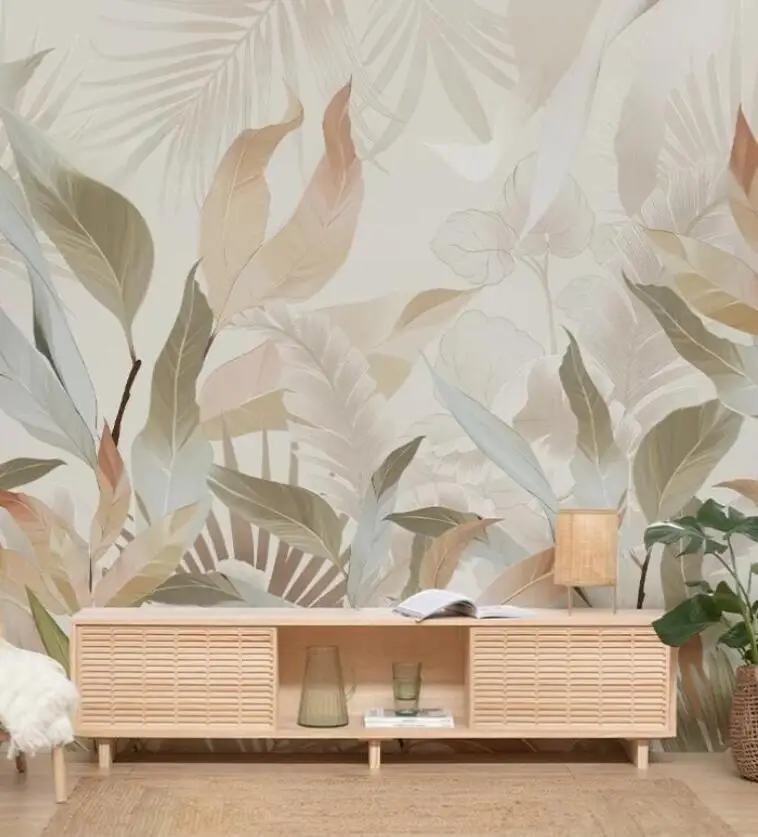 Nordic banana leaf jungle wallpaper Living room sofa bedroom background wall paper Tropical greenery photo wallpaper mural