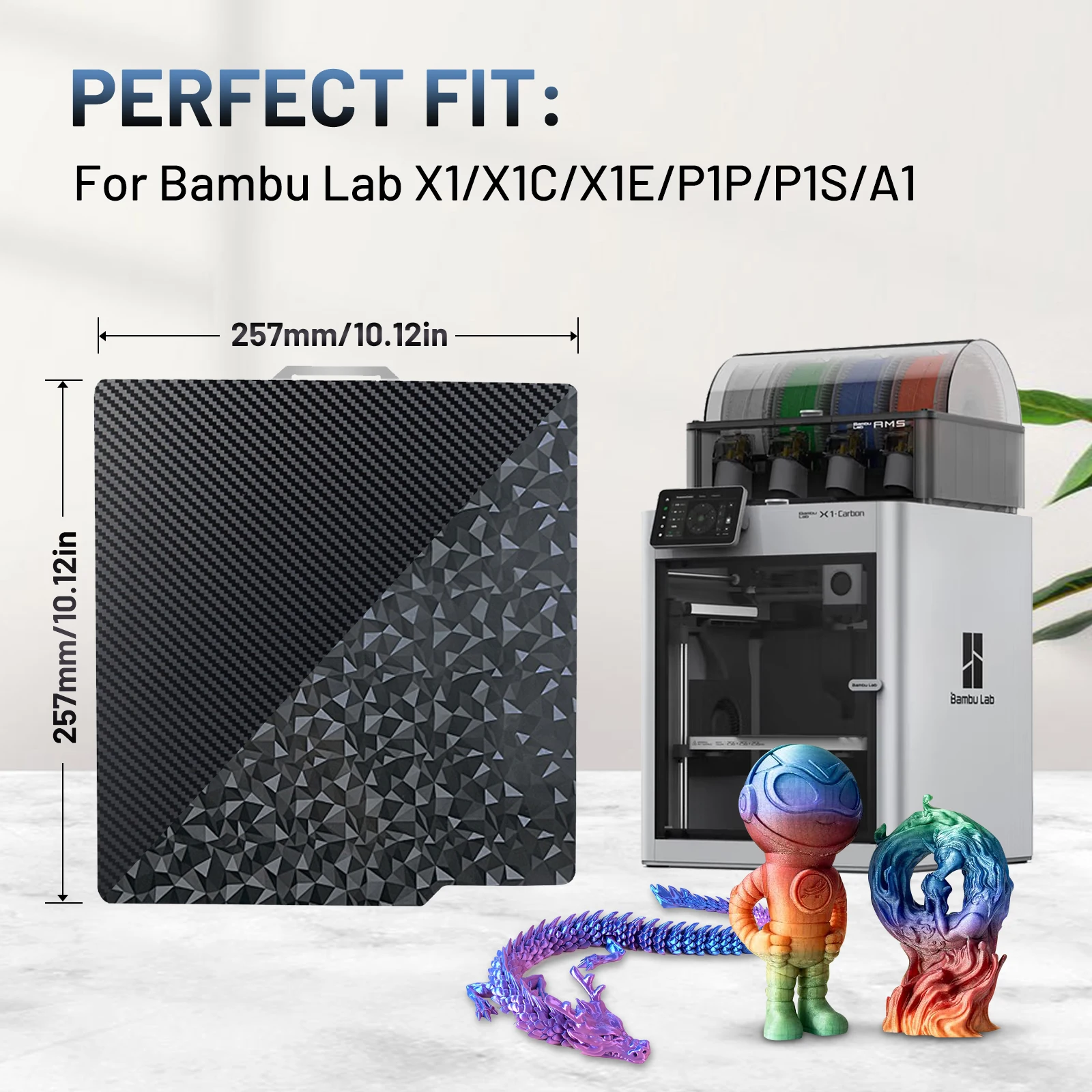 

Лист PE для Bambu Lab X1C/P1S/A1 257x257 мм, встроенная пластина, двусторонняя тепловая платформа для Bambulab X1, гладкая пио-пе, текстурированная пластина