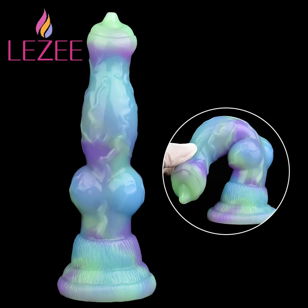 

LEZEE Lotus Color Penis Large Knot Wolf Dildo With Suction Cup Silicone Animal Dildos Anal Plug Erotic Sex Toys For Women Adult