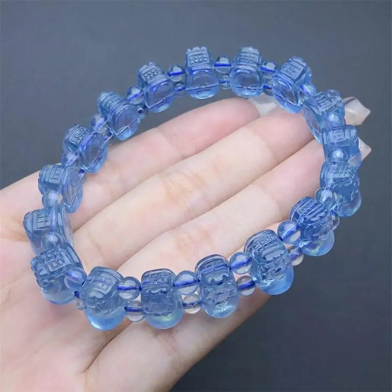 Natural Aquamarine Pixiu Bracelet Gemstone Reiki Healing Jewelry Energy Crystal Holiday Gift 1PCS