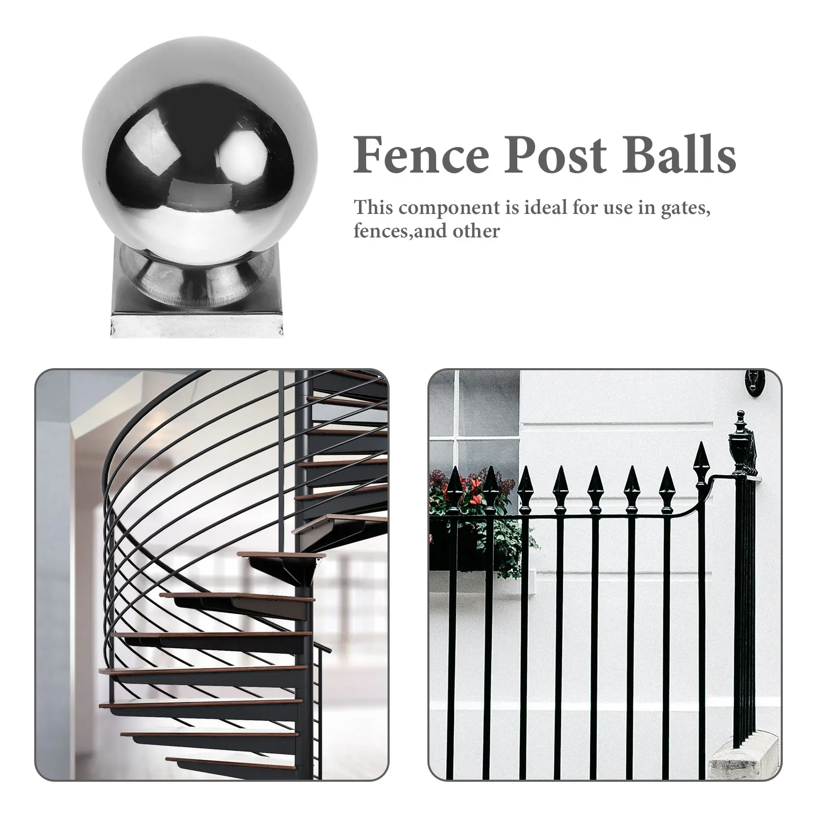 

Stainless Steel Ball Fence Post Cap Decorative Hand Railing Balls Replacement Guardrail Post Cover Gate Accessories