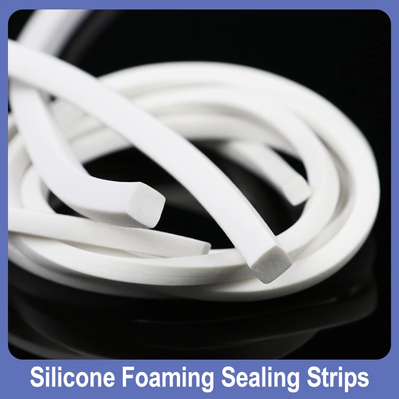 1/2/5/10M Silicone Foaming Sealing Strip White Square Trim Seal Silicon Rubber For Windows Doors Gasket Silicone Sponge Strips