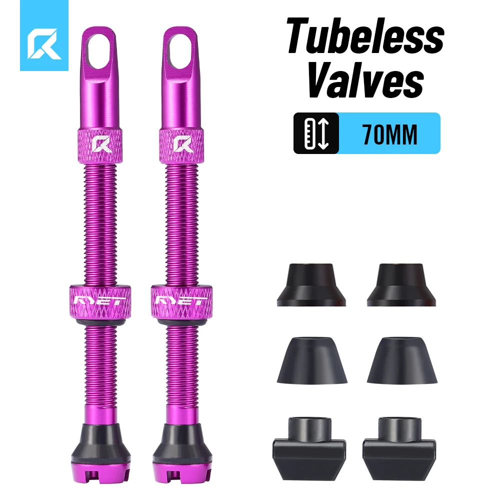 RYET Presta Tubeless-Ventile, 44/60/70/80 mm Tubeless-Fahrradventile für Rennrad/MTB, CNC-Aluminium-Ventilkern, abnehmbarer Dichtstoff-Com