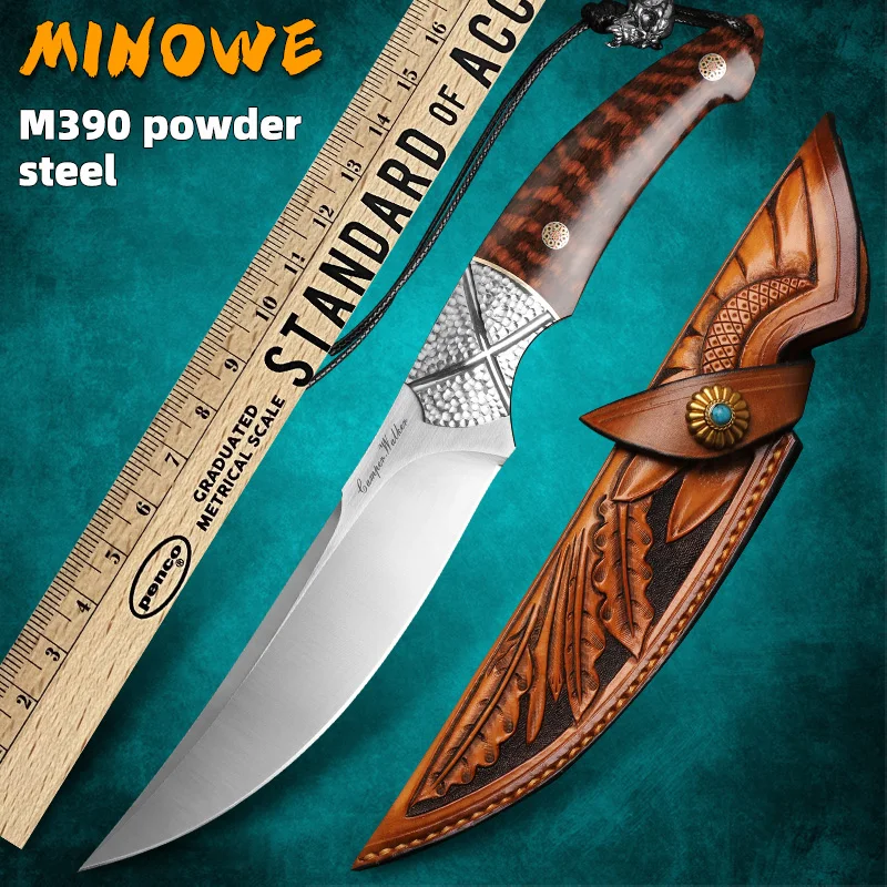 

M390 Powder steel whole keel fixed blade Straight knife Outdoor camping survival anti-height hardness Tactical Sharp knife tool