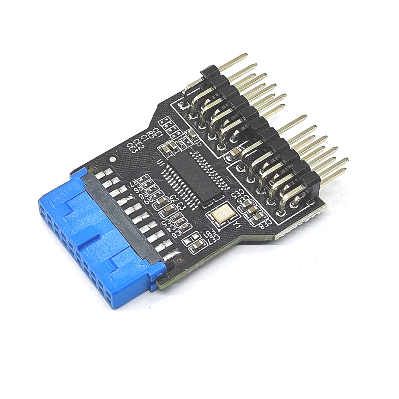 Header Buchse 1 auf 2 Stecker Board 9-Pin USB Splitter USB HUB USB 2.0 9-Pin Riser Adapter Motherboard 19Pin auf Dual 9Pin Anschlüsse