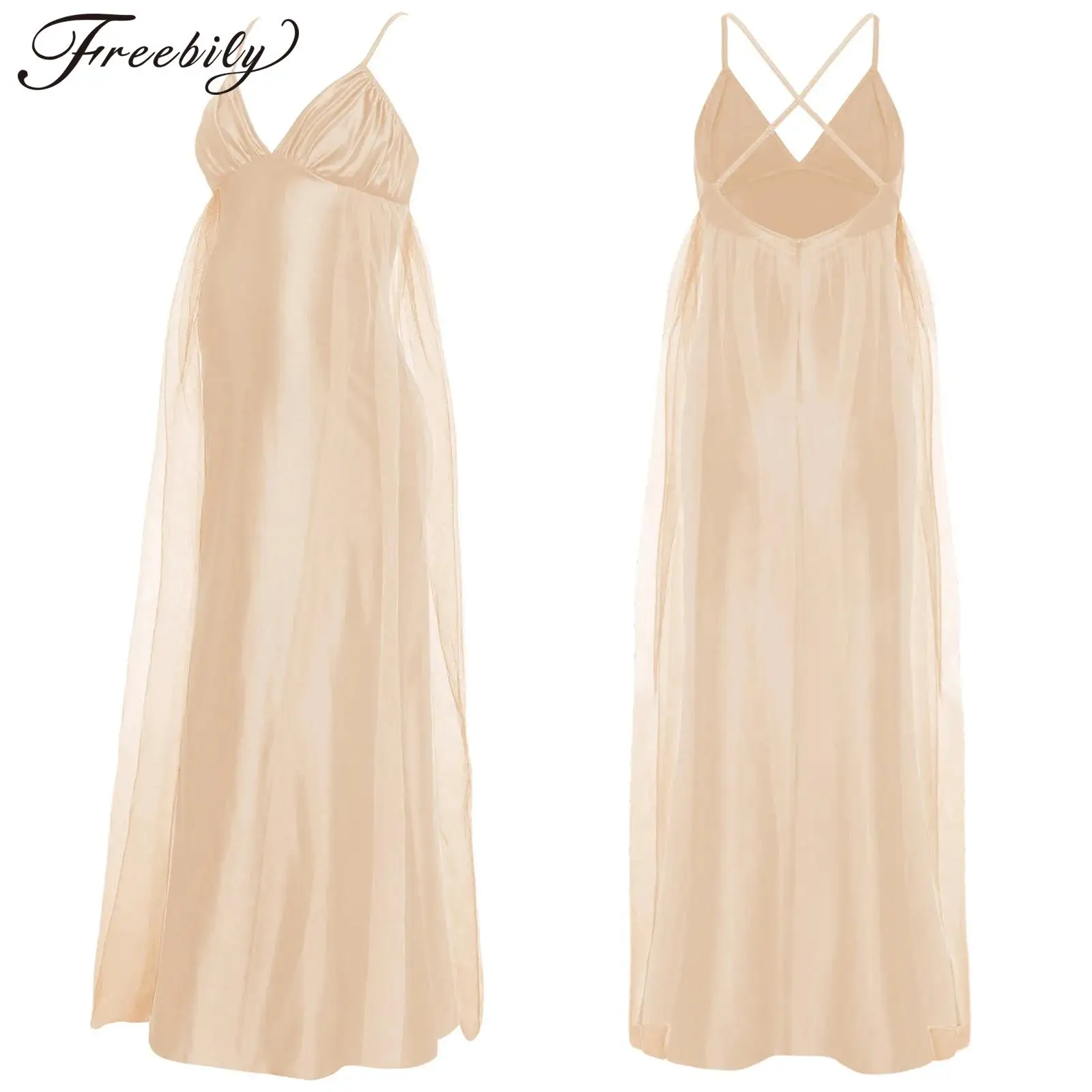 

Womens Maternity Wedding Party Dress Spaghetti Strap Sleeveless Tulle Gown Maxi Dresses for Evening Banquet Birthday Photo Shoot