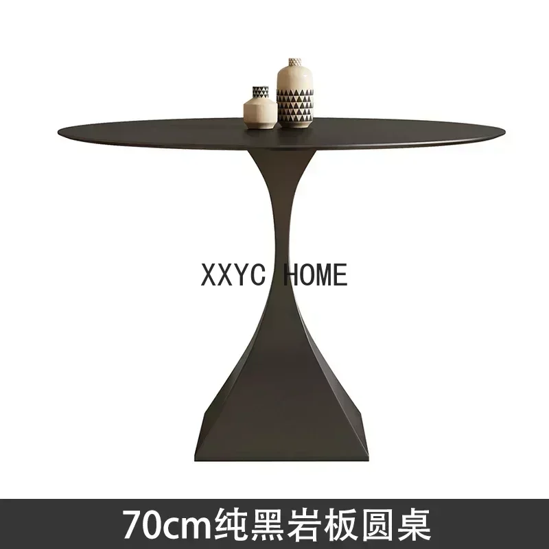 Tavolo da soggiorno retrò in ardesia Semplice rotondo nordico nero minimalista moderno Mesas De Comedor Mobili per la casa HD50CZ