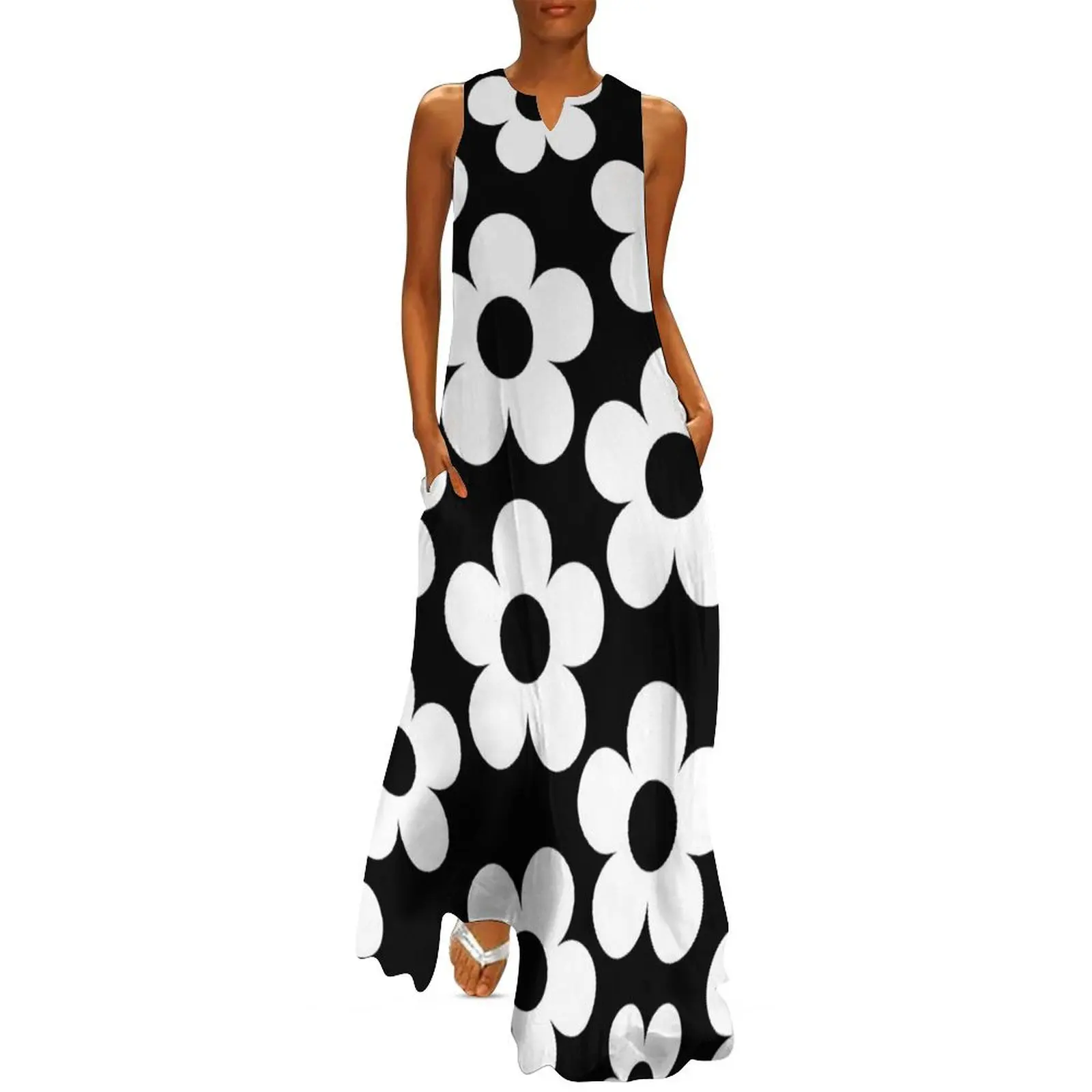 

Black and white floral design Long Dress dress evening dress woman ladies dresses for women 2024 summer outfits for women 2024