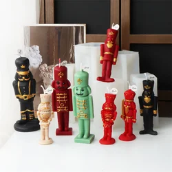 3D Nutcracker Soldier Silicone Candle Mold Western Solemn King Walnut Soldier Handmade Resin Wax Mold for Candle Making