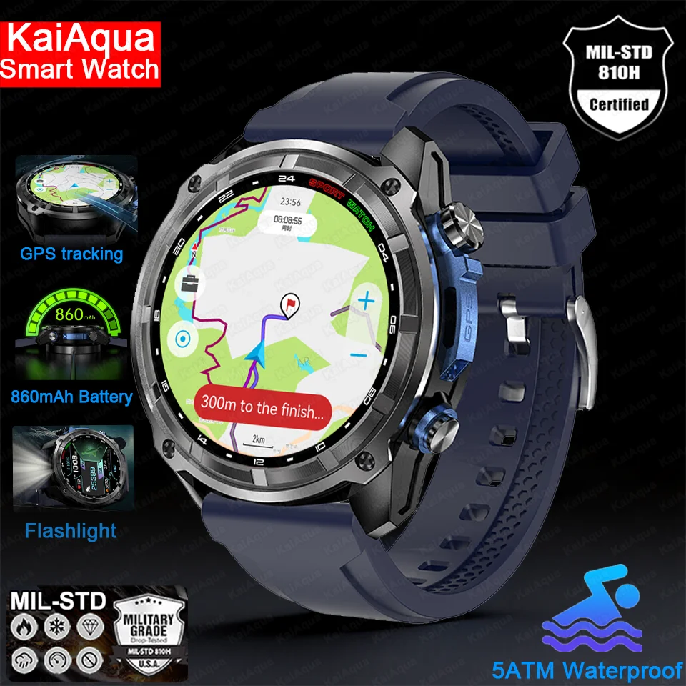 Montre connectée GPS pour hommes, avec cartes hors ligne, mémoire de 4 go, lecteur vidéo, sport militaire, natation à 30m, étanche, AMOLED, nouvelle collection 2025
