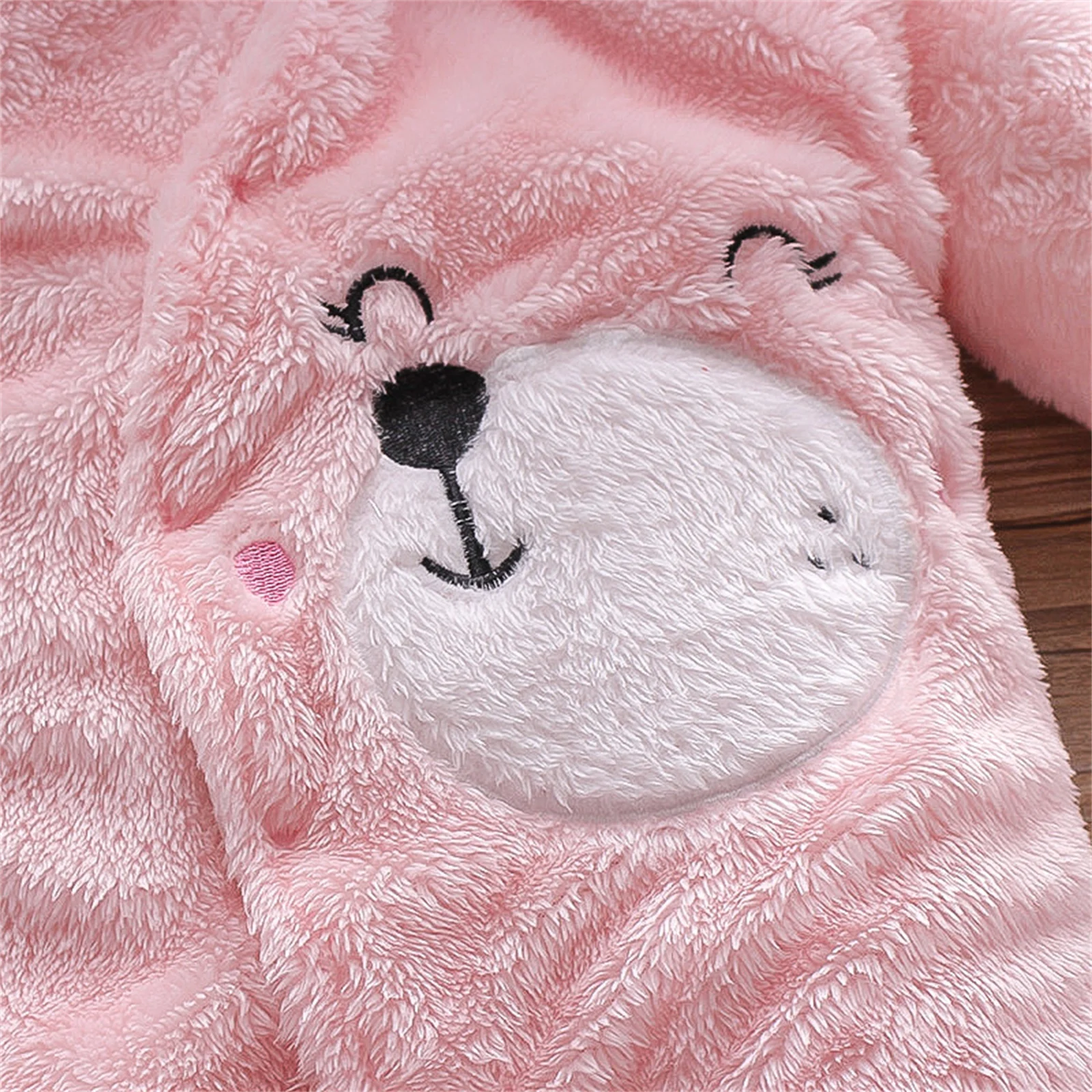 PatPat Winter Baby Bear Warm Fleece Hooded Footed/footie Long-sleeve Baby Jumpsuit Baby Rompers Baby Clothing