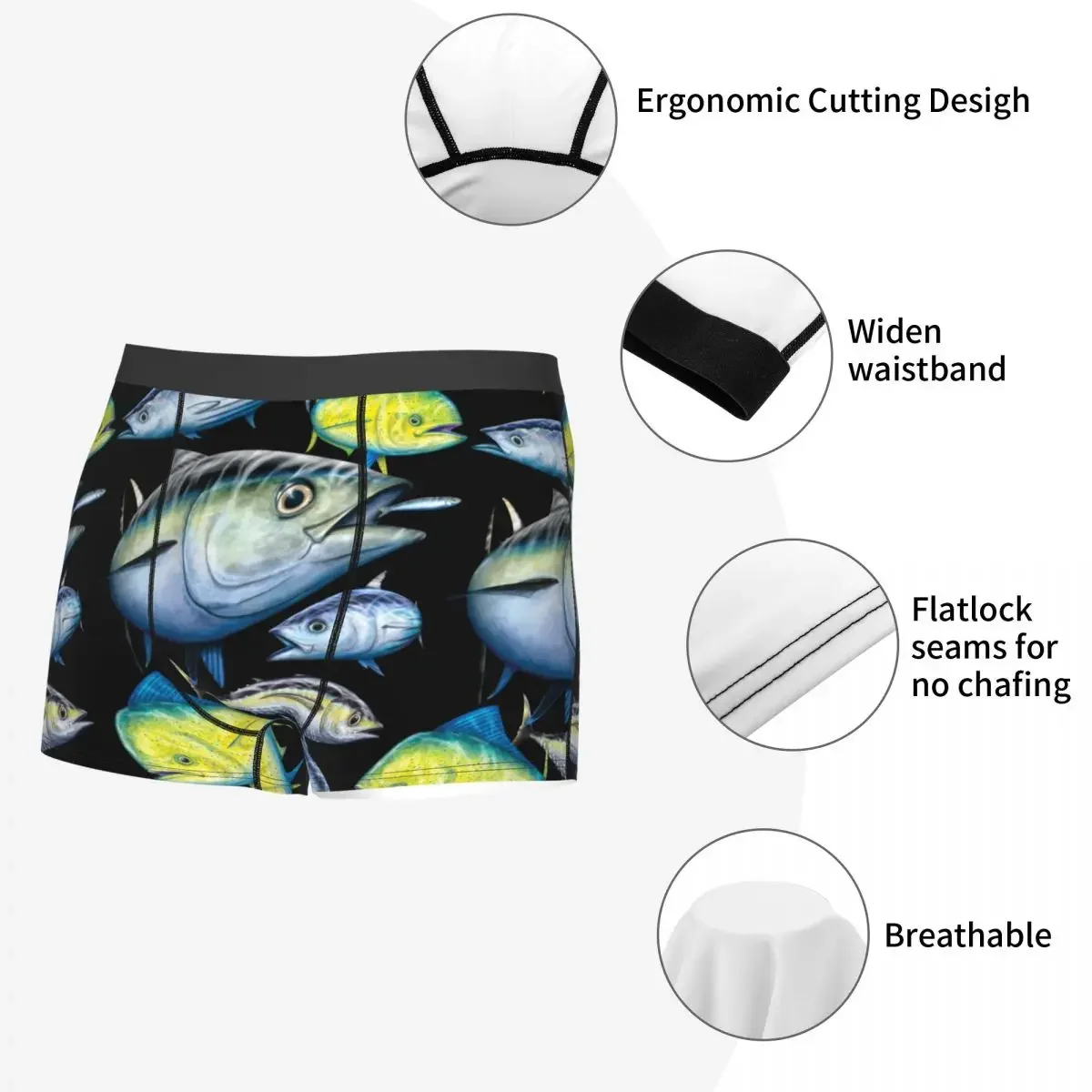 Ropa interior de atún y Mahi para hombre, bóxer de pesca de Gamefish DE ARTE marino, bragas suaves y sexys