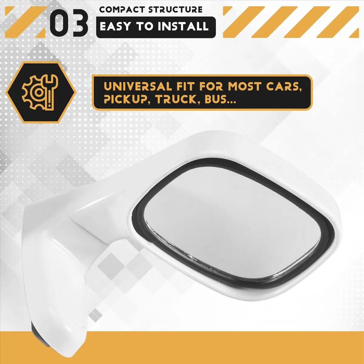 #64N (White)2Pcs Universal Hood Side Rear View Mirror Auto Exterior White,Automotive Parts & Accessories