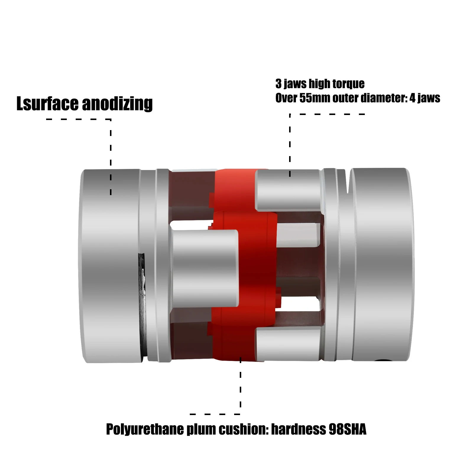 LM Series D30L40 Series 1PC ยืดหยุ่น Plum Clamp Coupler D30 L40ขนาดเพลา CNC Jaw Shaft Coupling 8/10/12/14/16มม.D30L40คู่