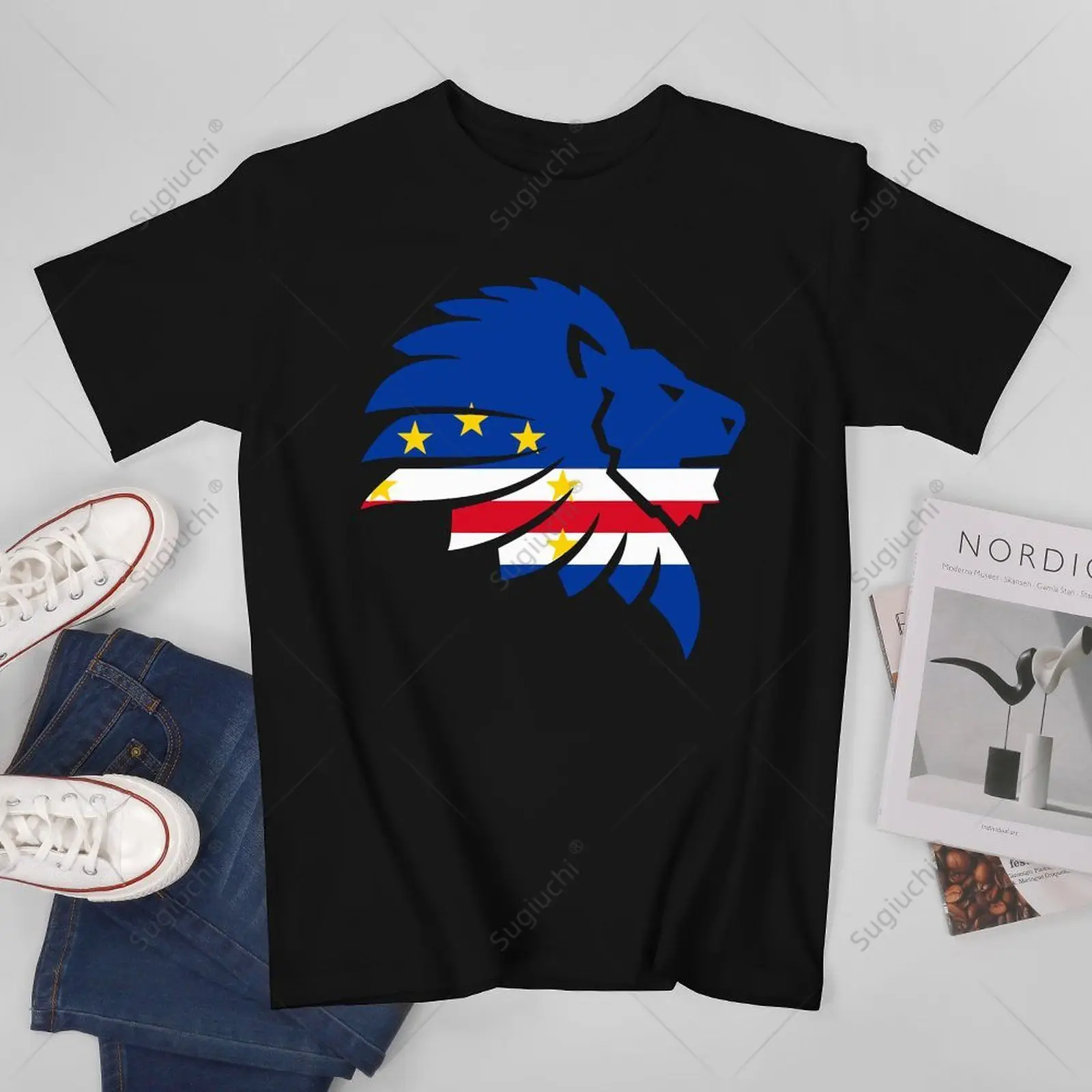 Unisex Men Cape Verde Flag Lion Tshirt Tees T Shirts Women Boys 100% Cotton T-Shirt