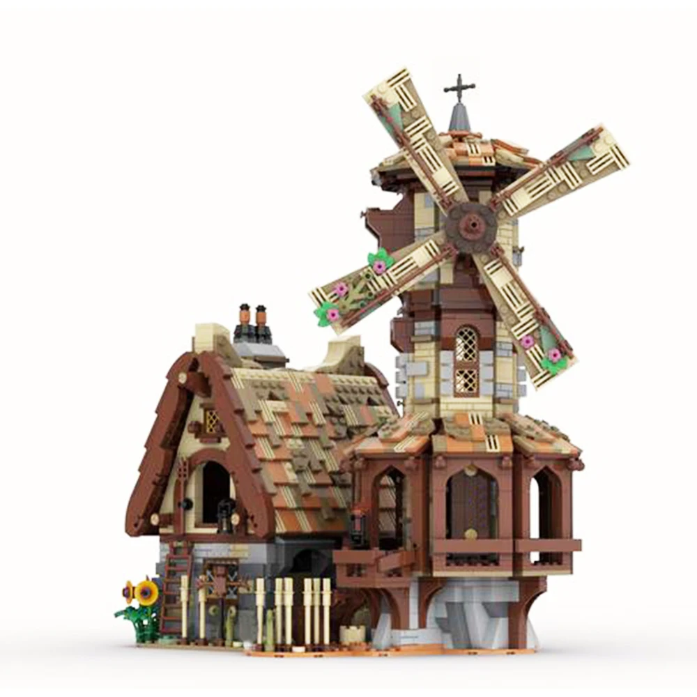 

Gobricks MOC Medieval Windmill Building Blocks Modular DIY Creative Ideas Bricks Model Kit Farm House Toys Kids Birthday Gifts