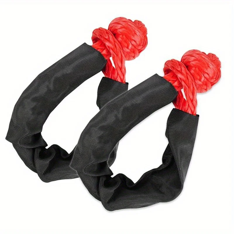 Tow Strap 42000Lbs Off Road Trailer Hook and Protective Sleeve Synthetic Fiber Outdoor Rescue Car Trailer Pull Rope Soft Shackle