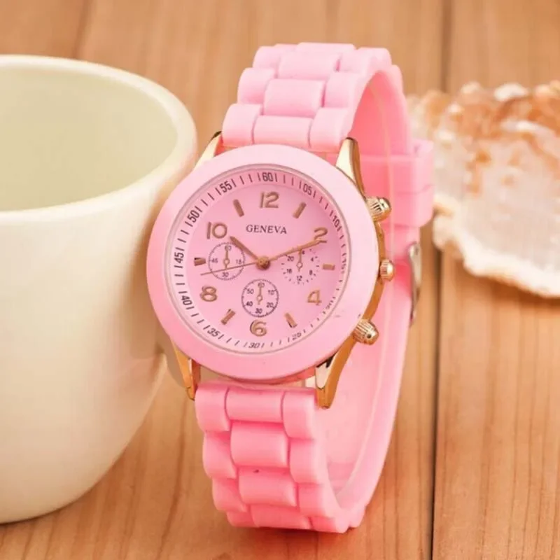 Geneva Silicone Women Watch Ladies Fashion Dress Quartz Wristwatch Female clock Jelly Colorful children\'s watch men Leisure