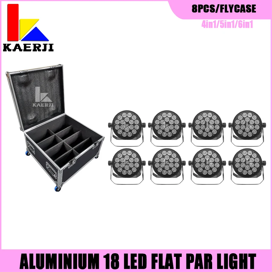 

No Tax 8Pcs Led Par 18x18w Dj Stage Lights Led Par DMX 4in1RGBW Colorful Flat Slim Par Led With 1Pcs Flycase For Stage Show