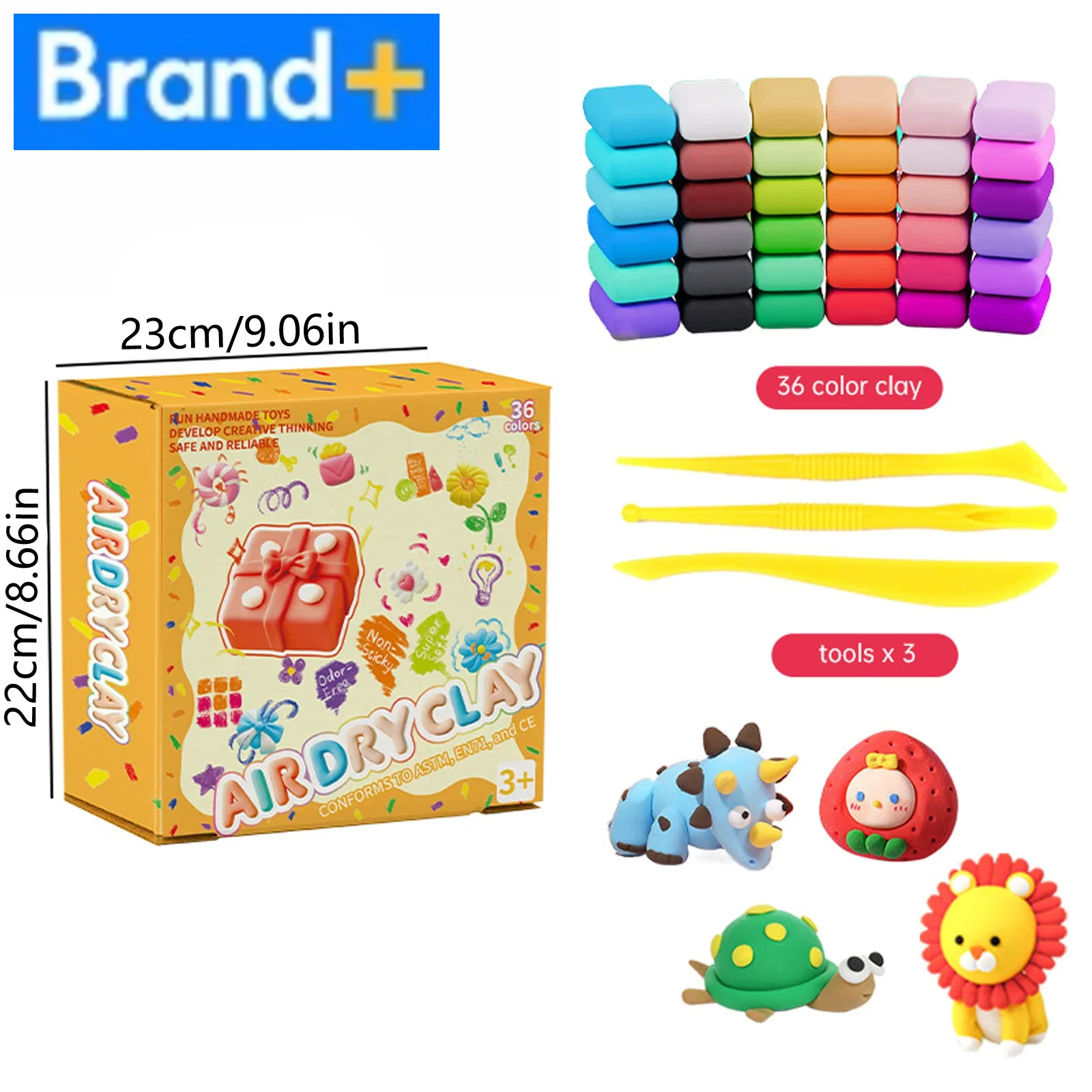 Kit di argilla secca ad aria a 36 colori con 3 strumenti per scolpire - Argilla modellante non tossica per bambini, nessuna cottura necessaria per creare e mantenere l'arte 3D