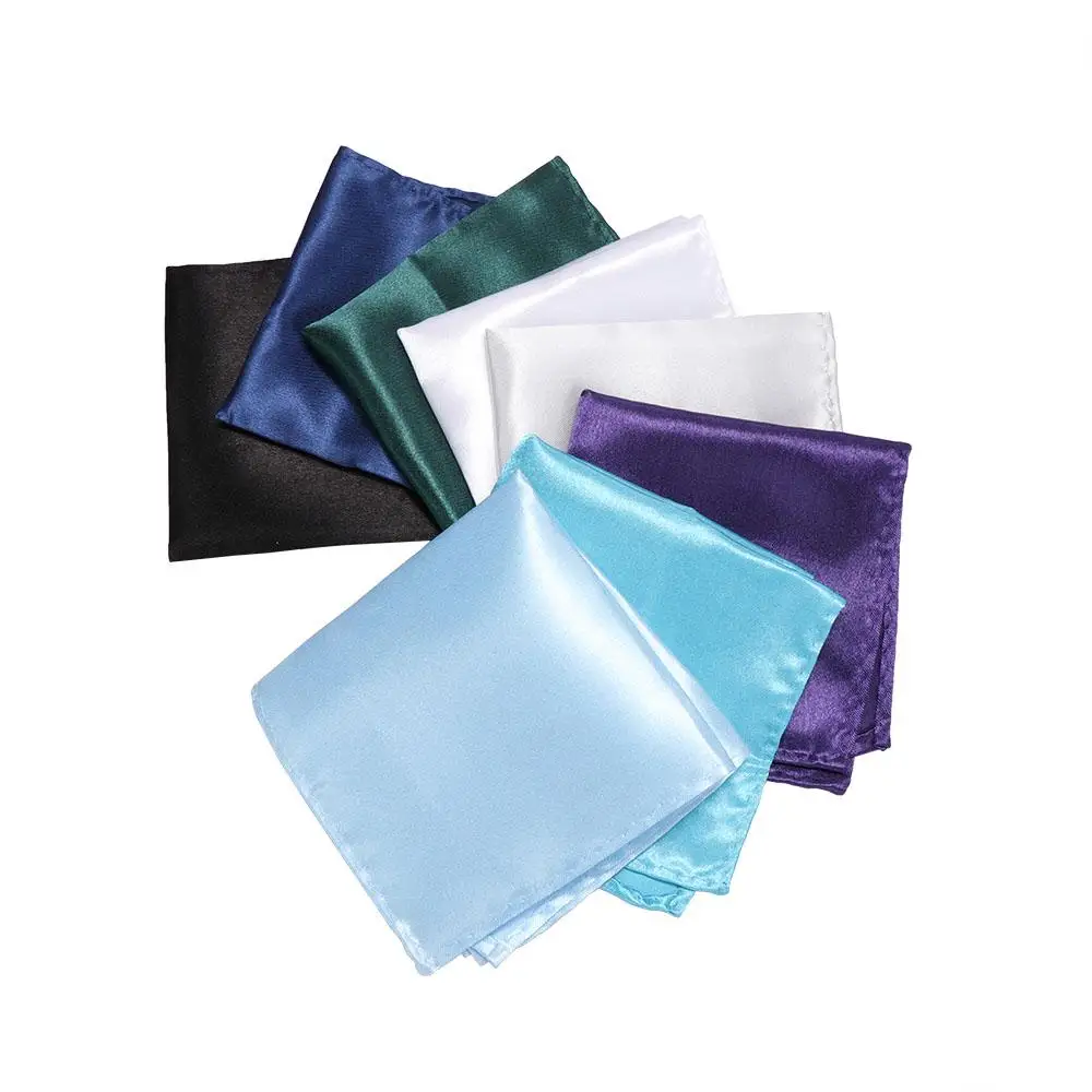ผ้าเช็ดหน้าผู้ชายแบบผ้าซาตินเรียบ สีพื้น 15 สี สำหรับชุดสูทผู้ชาย
