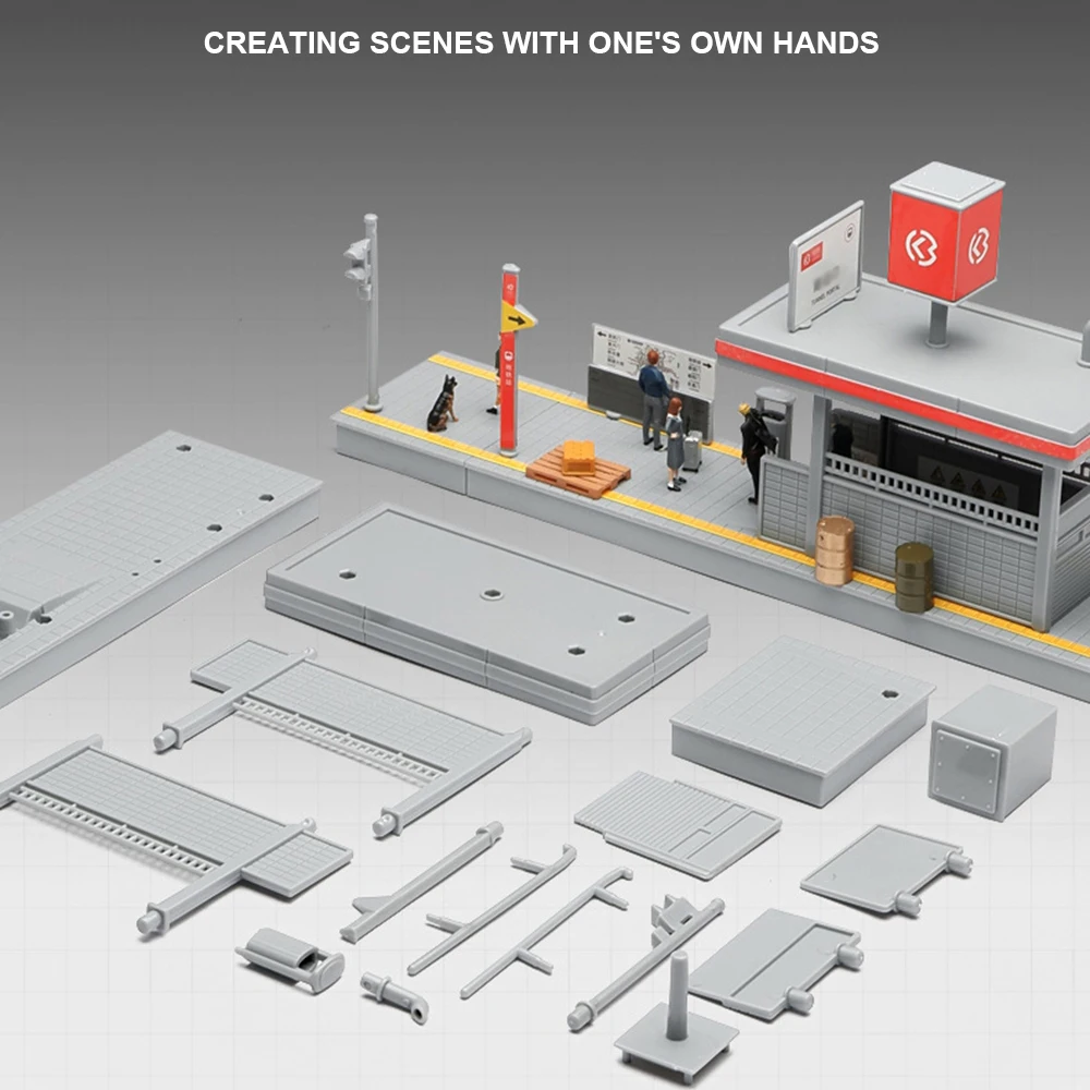 1/64 scala HO modello di edificio stazione ferroviaria piattaforma modello treno scena display tavolo di sabbia paesaggio kit di layout modello fai da te
