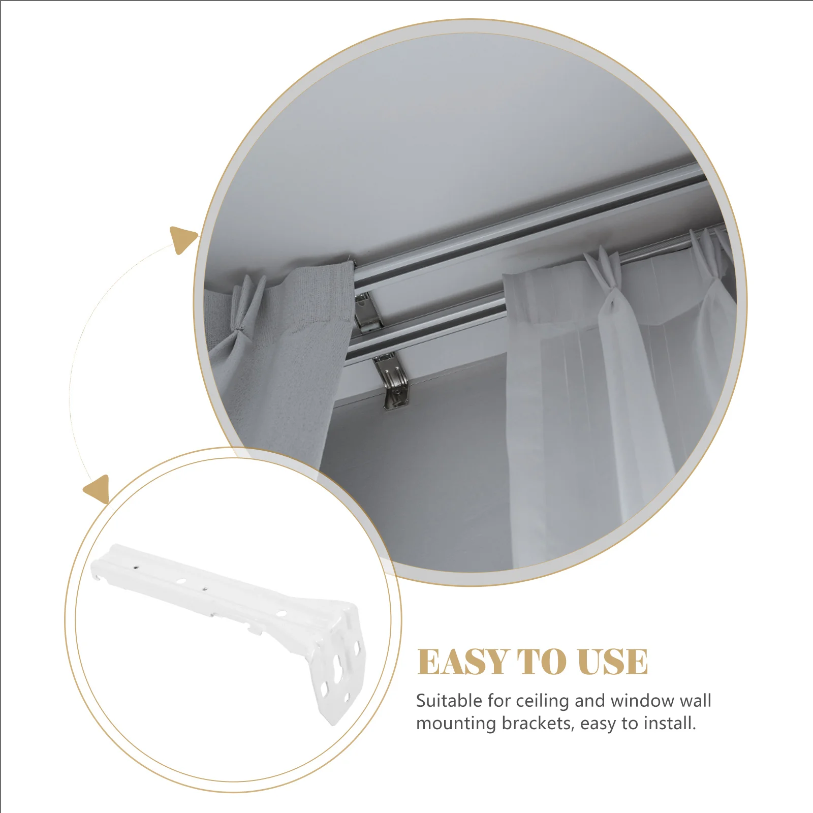 Rail de Rideau de Plafond Flexible, Fournitures de Montage, Système Monté Incurvé en Métal, 6 Pièces