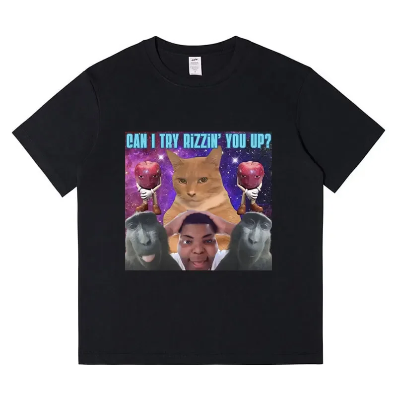 

W Rizz University High Quality T Shirt Weirdcore Mean Tees Jaw Looksmaxing Funny Shitpost Silly Godmother Mine Cat Mewing Tops