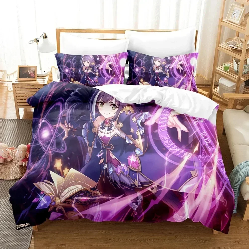 Anime Princess Connect ReDive Printed Bed Set Duvet Cover Pillowcase Bedding Set Linen Sheet Quilt Cover Full Queen King Size