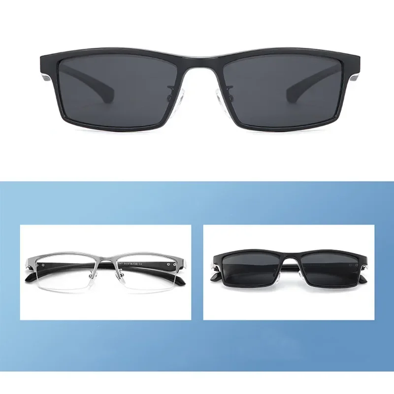 2347 TR Legs 6 IN 1 Three Color Frame Magnetic Sunglasses 5 Clips On Glasses Metallic Rectangle Optic Myopia Frame