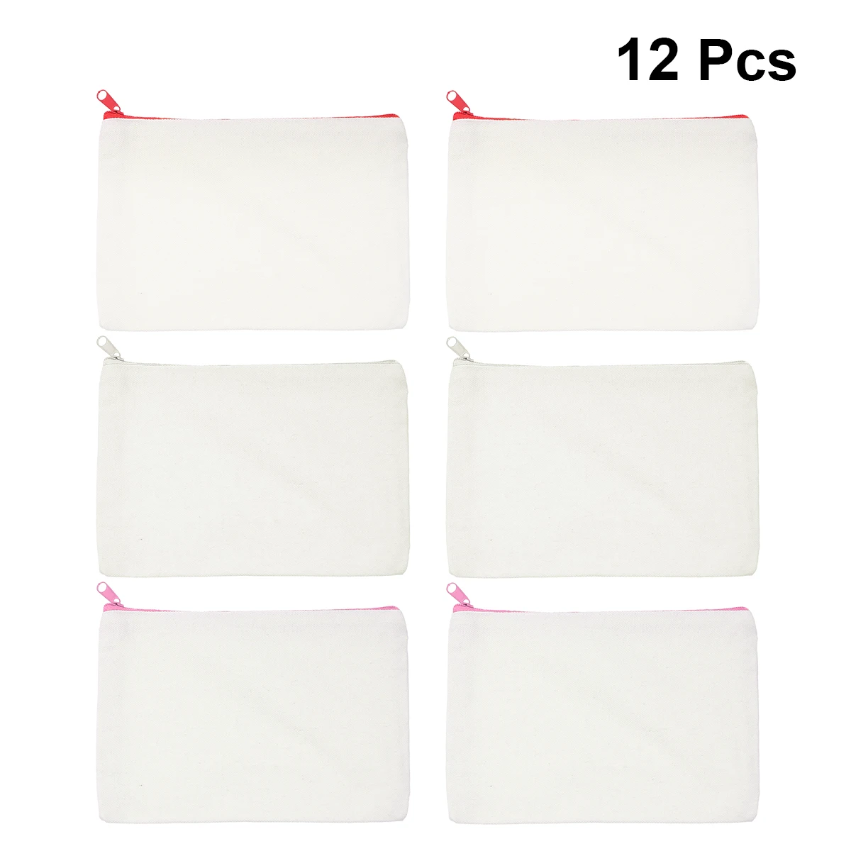 

12PCS Canvas Pencil Bag Square Solid Color Stationery Pencil Box Pen Case Pouch School Office Supplies - 22x12cm ( Color Zipper)