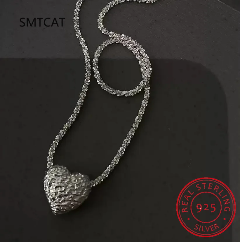 New Arrived S925 Sterling Silver Snake Chain Sparkling Choker Heart Necklace Clavicle Chain Wedding Gift Women Fine Jewelry