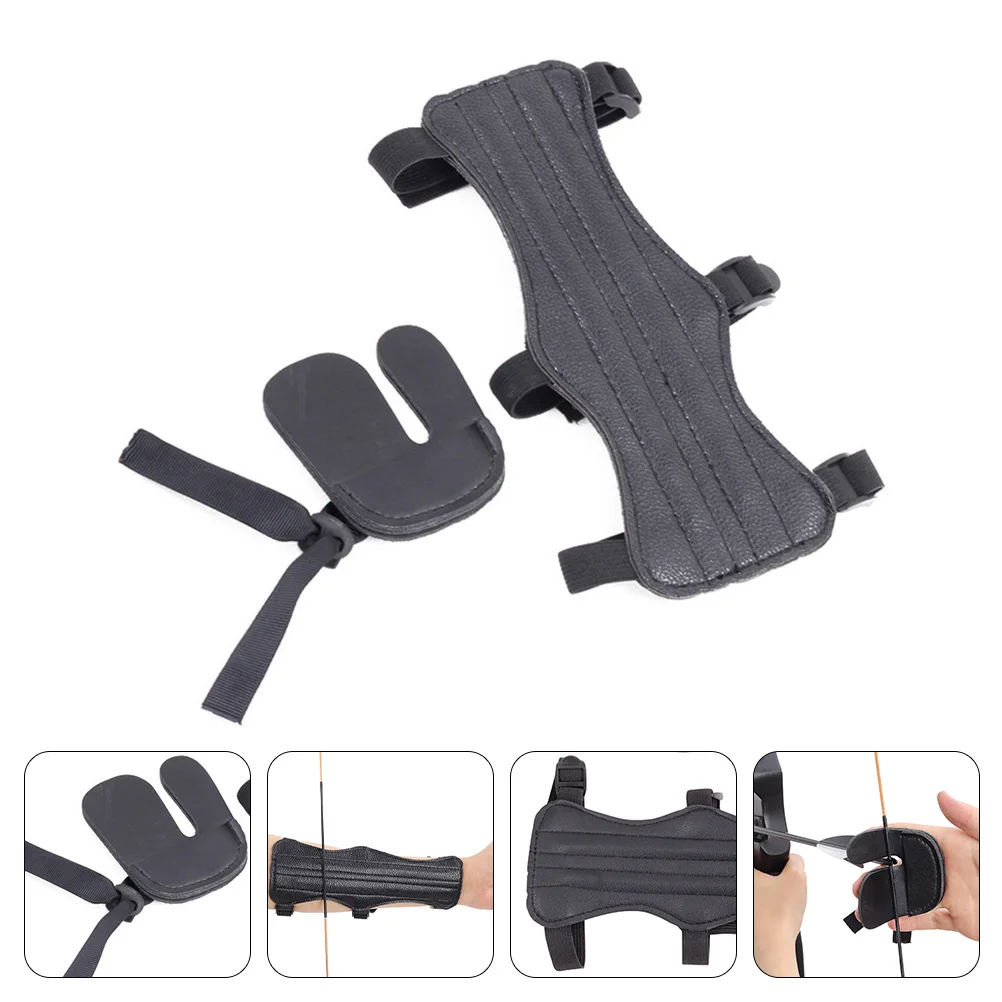 

1 set Premium Arm Guard Finger Set for Archery Hunting Outdoor Sports Lightweight Adjustable Wrist Support Bow Shooter Protector