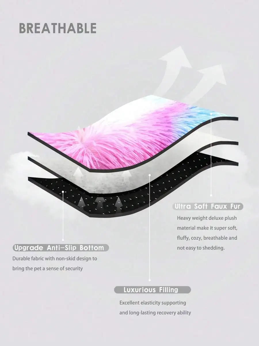 1PC Washable Plush Pet Crate Bed For Dog Anti-Slip Pet Mat Bed For Cat Fluffy Comfy Pet Sleeping Mat For Large, Jumbo, Medium, S view 6