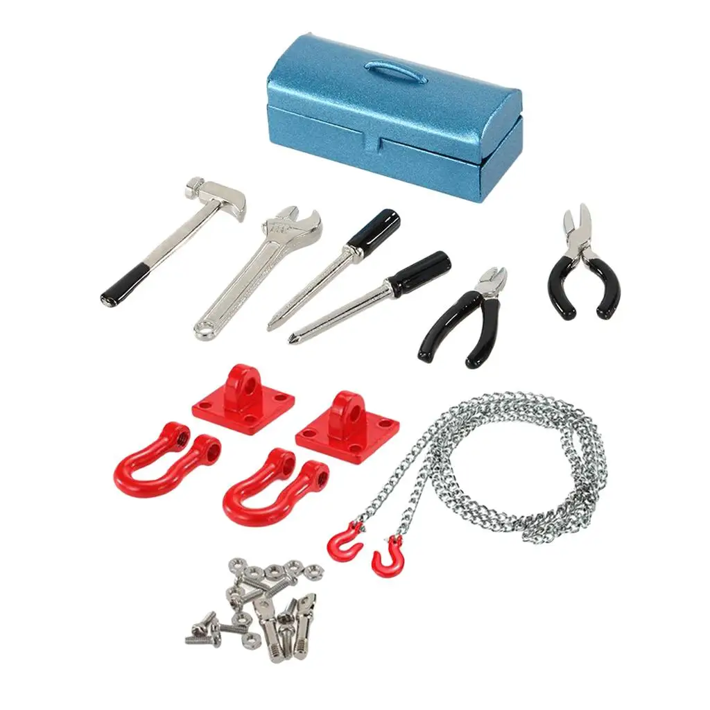RC Auto Upgrade Teile Abschlepphaken Kette Werkzeugkasten Zange D90 D110 TF2