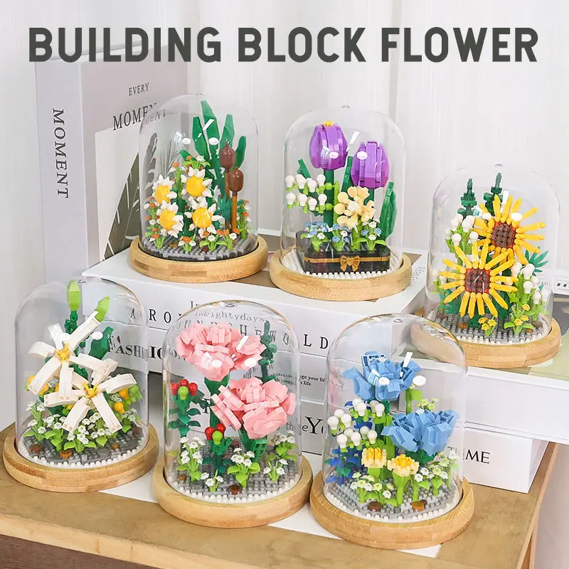 

City Creativity Immortal Flower Mini Building Blocks Bricks Blossoms Succulent Plant DIY MOC Assembly Toys For Girls Birth Gift