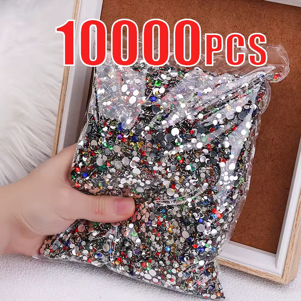 Piezas de resina 3D para decoración de uñas, diamantes de imitación redondos con reverso plano para decoración de manicura, colores mixtos de Navidad, 10000 SS3-SS10