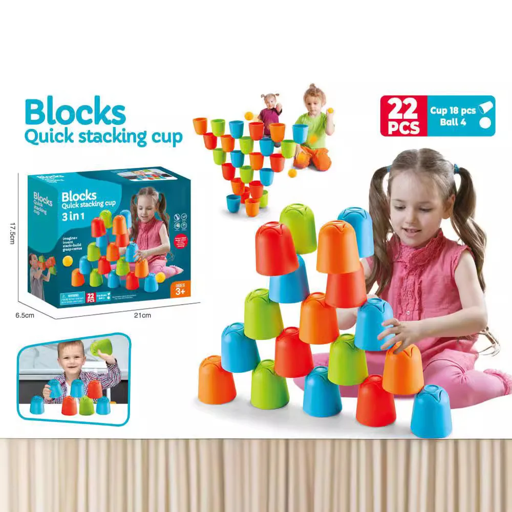 Puzzle Building Blocks 3-in-1 Throwing Speed Stacking Cup Toy Kindergarten Interactive Building Blocks Early Education Toy
