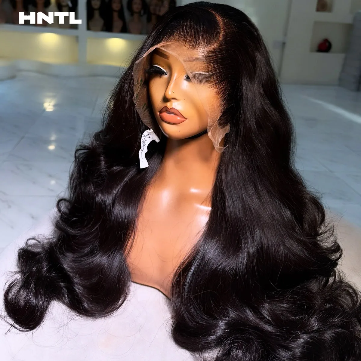 450 High Density Natural Body Flip Natrual Black Wig 360 13x6 HD Transparent Lace Front Bouncy Curly Glueless Wigs Ready to Wear