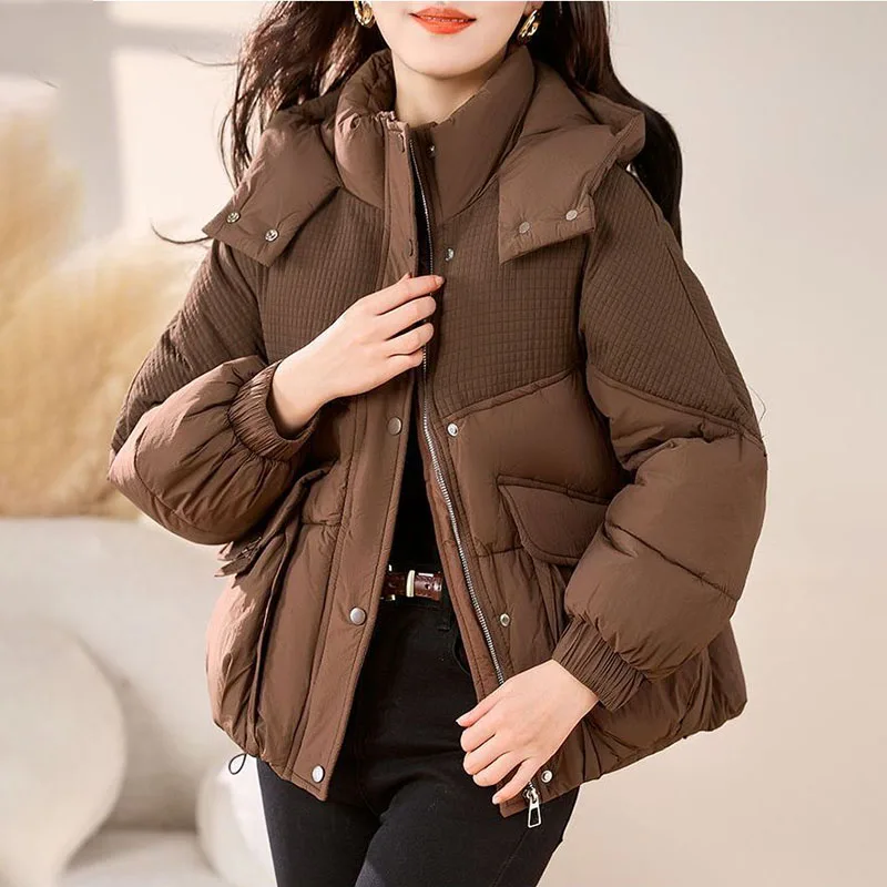 Nouvelle veste polaire ample en coton pour femme, veste d'hiver chaude, Parka à capuche, vêtements d'extérieur, vestes matelassées froides, noir