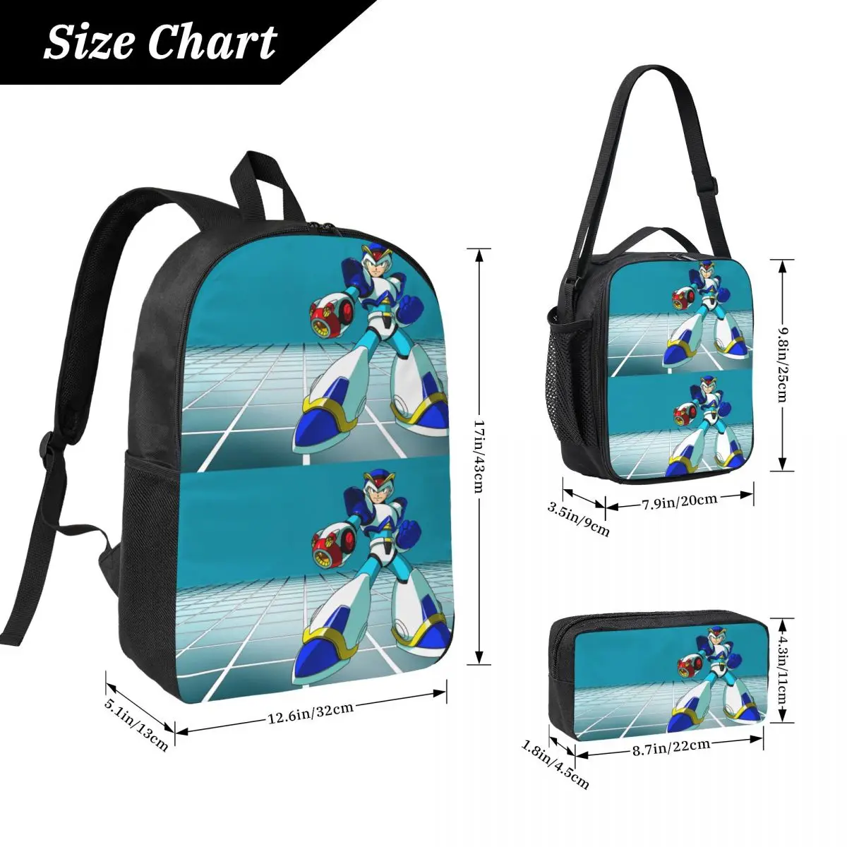 

Megaman видеоигра Mega Man рюкзак для мальчиков и девочек BookBag школьная сумка для ноутбука сумки на плечо 3ps изолированная сумка для обеда пенал