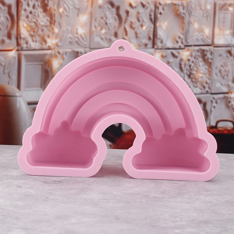 Rainbow Silicone Cake Mold Gypsum Aroma Cake Decorating Moulds Handmade Soap Chocolate Mold Kitchen Baking Cake Mould